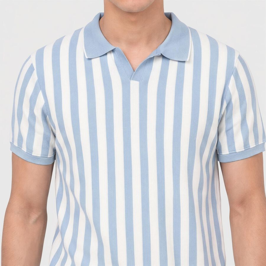 Men's Light Blue Polo Neck Polo T-Shirt, हल्का नीला, large