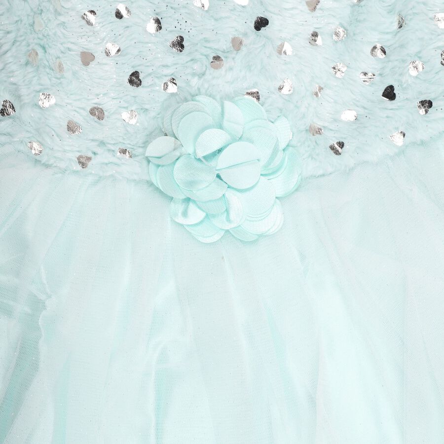Girl's Embellished Gathered Light Green Frock, हल्का हरा, large image number null