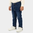 Boys' Blue Straight Fit Washed Jeans, Dark Blue, small