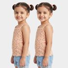 Girls Coral Cotton Square Neck Sleeveless Vest, मूँगा (कोरल), small