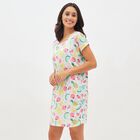 Women's Bright White Round Neck Casual Nighty, White, small image number null