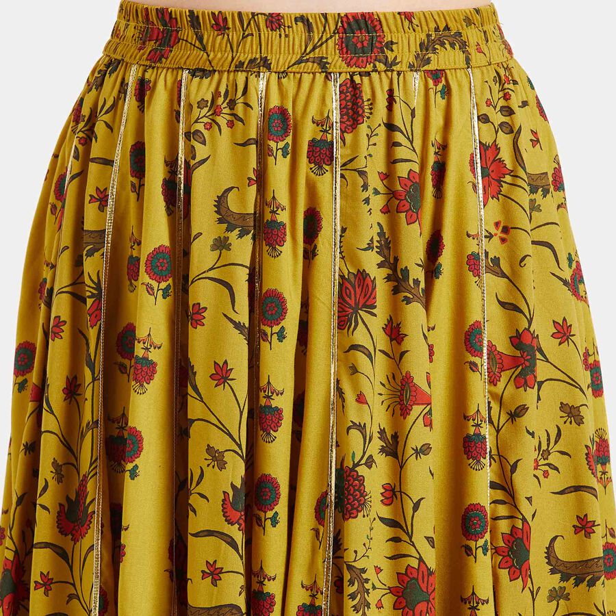 Printed Lehenga Skirt, Mustard, large image number null