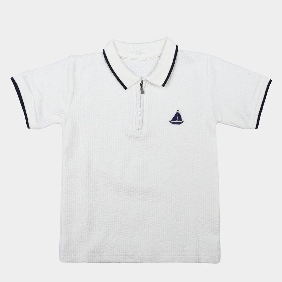 Boys White Polo Neck Polo Boys T-Shirt, Off White, large