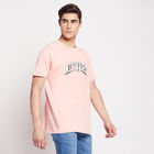 Cut & Sew Round Neck T-Shirt, Pink, small image number null