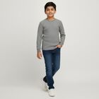 Boys Muted Charcoal Black Round Neck Thermal, मिश्रित मध्यम ग्रे, small image number null