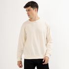 Men's Rich Eggshell White Crew Neck Casual Sweatshirt, Off White, small image number null