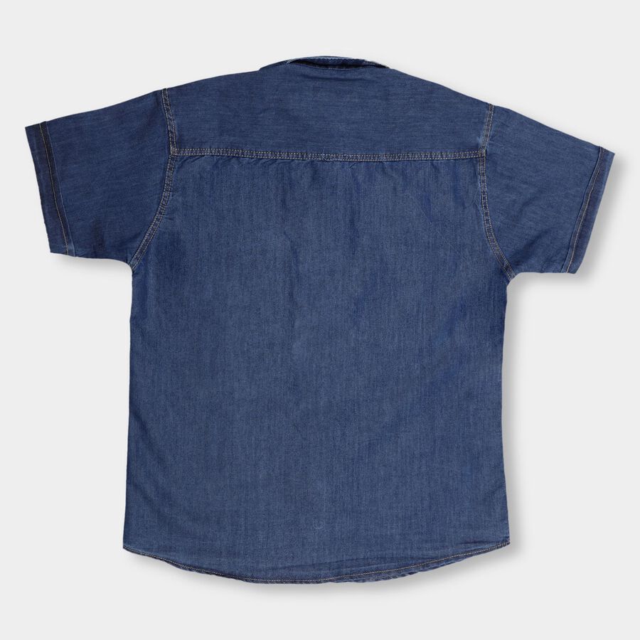 Boys' Casual Shirt, Mid Blue, large image number null