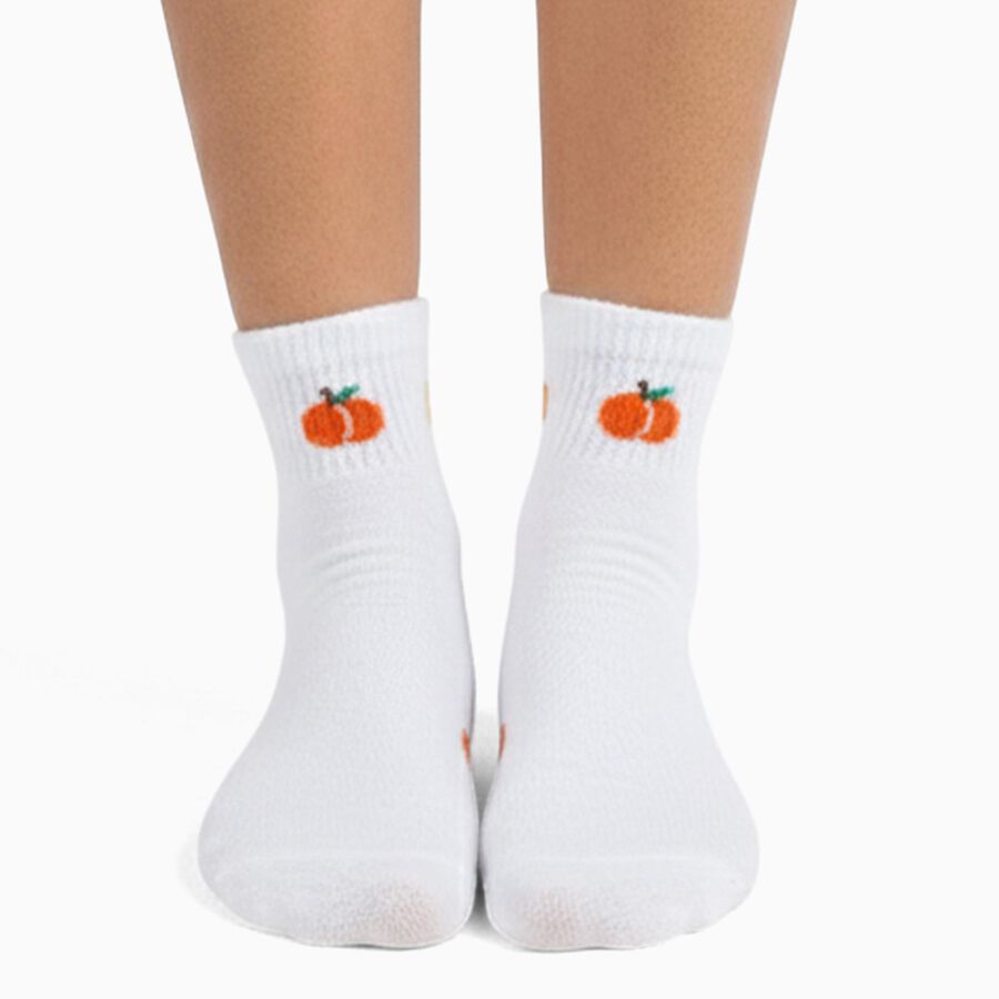 Kids' White Ankle-Length Fruit Embroidered Socks Pack of 3, Assorted, large