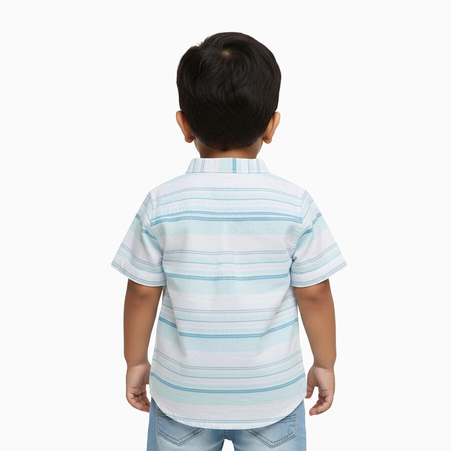 Infants Light Aqua Blue Cotton Half Sleeve Mandarin Collar Casual Shirt, Light Green, large image number null