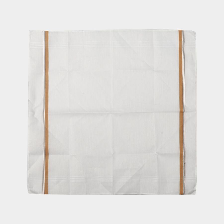 Men's White Striped Pack of 3 Handkerchief, White, large