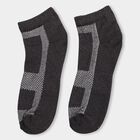 Men's Dark Charcoal Black Ankle Fit Motif Sports Socks Pack of 3, Black, small