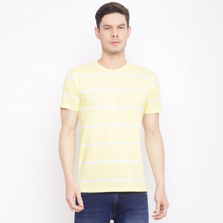 Stripes Round Neck T-Shirt, Yellow, large image number null