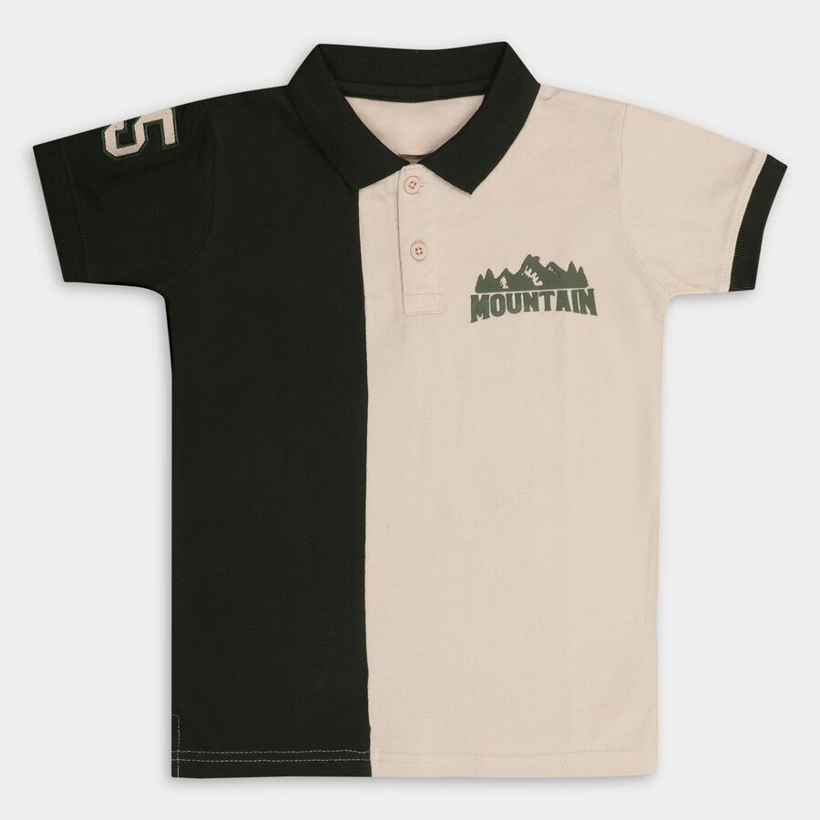 Boys' 100% Cotton Half Sleeves T-Shirt , Beige, large image number null