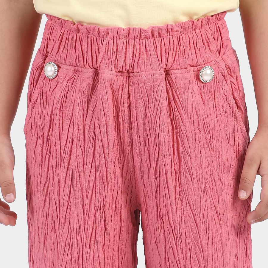 Girls Pink Wide Leg Elastic Waist Trousers, Pink, large