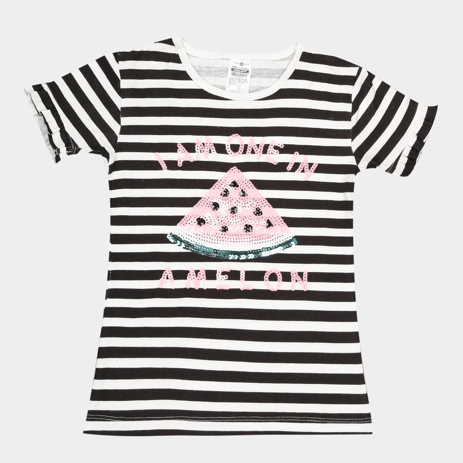 Girls Printed T-Shirt, Off White, large image number null