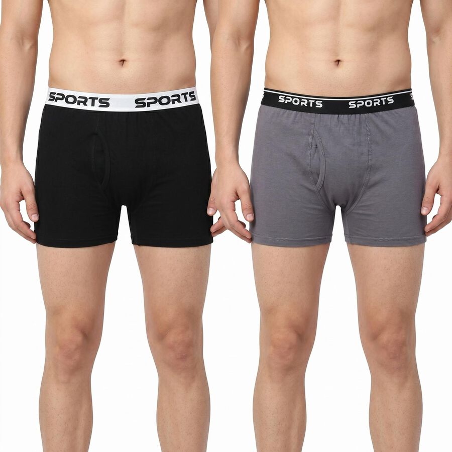 Men's Black Regular Fit Solid Trunks, काला, large
