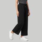 Women's Black Regular Fit Solid Track Pants, Black, small
