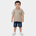Infants Beige Cotton Half Sleeve Classic Casual Shirt, Beige, small