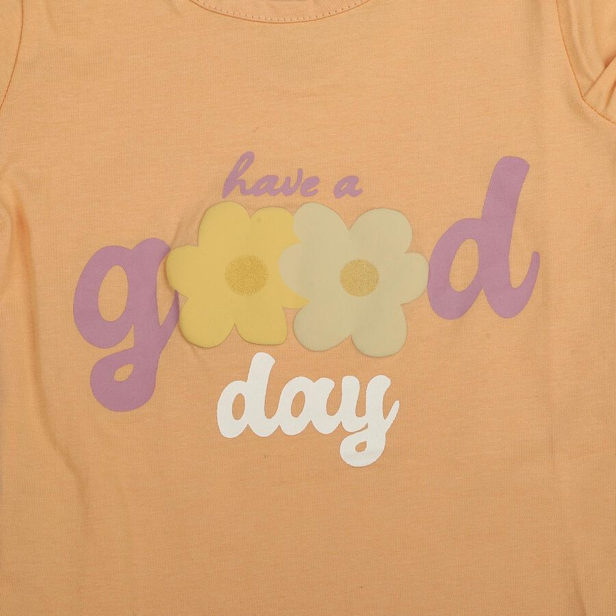 Girls Peach Top and Skirt Set, Peach, large