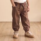 Girls Brown Jogger Fit Drawstring Jeans, Brown, small