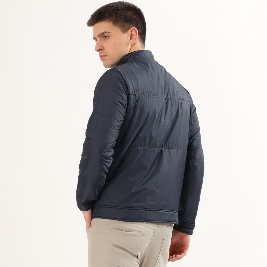 Men's Deep Midnight Navy High Neck Casual Jacket, Navy Blue, large image number null