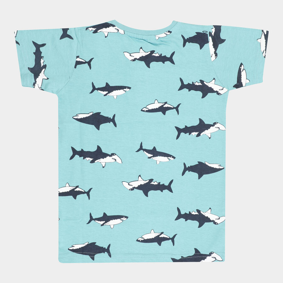 Boys Cotton T-Shirt, हल्का नीला, large image number null