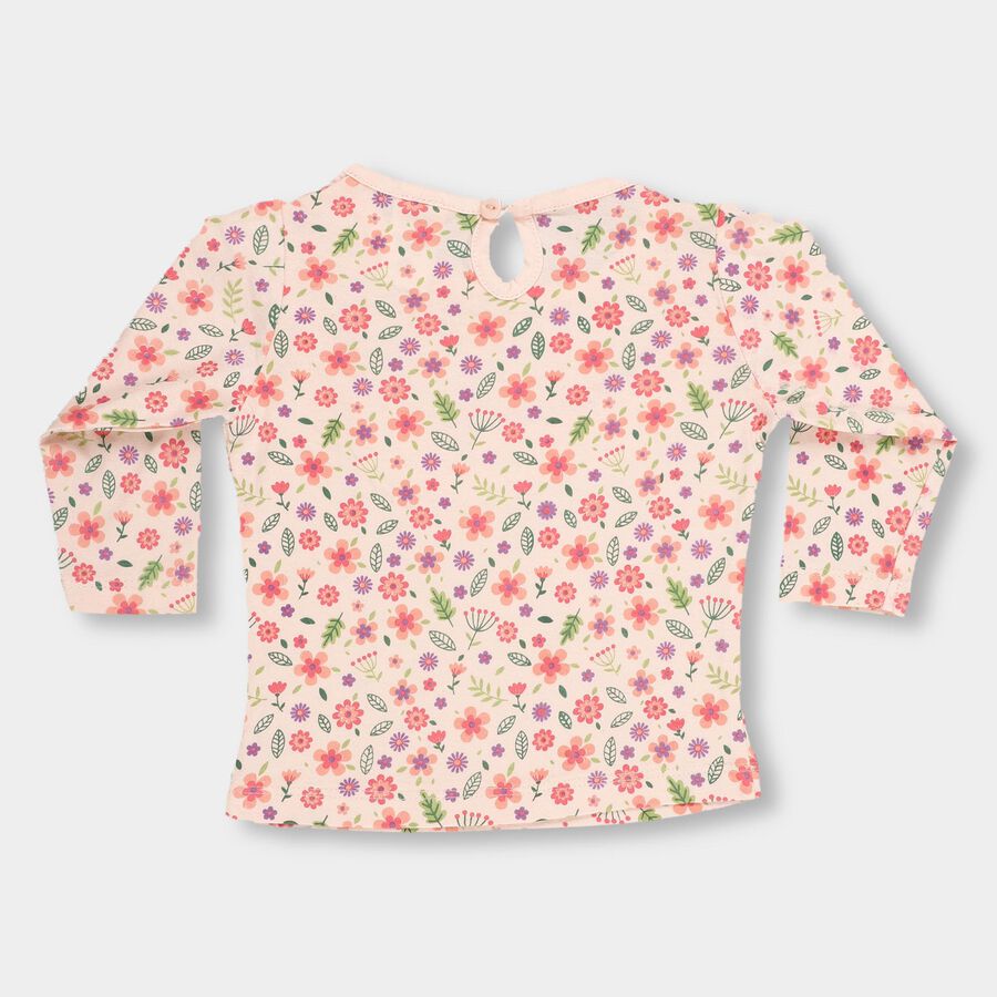 Infants' Light Pink Cotton Round Neck Casual Full Sleeve T-Shirt, Light Pink, large image number null