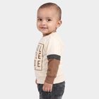 Infants Off White Cotton Round Neck Regular T-Shirt, ऑफ व्हाइट, small