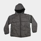 Boys Grey Hooded Puffer Jacket, Charcoal, small