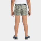 Boys Grey Regular Fit Printed Trunks, मिश्रित मध्यम ग्रे, small