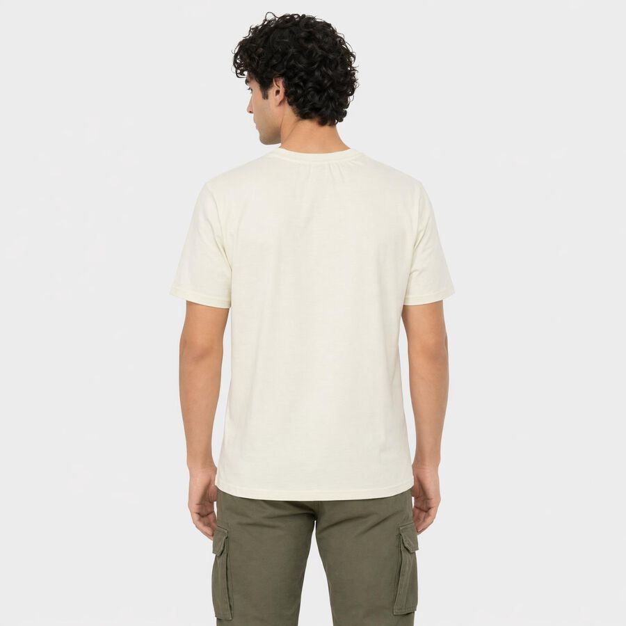 Men's White Round Neck Regular T-Shirt, White, large