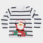 Infants White Cotton Round Neck Regular T-Shirt, White, small