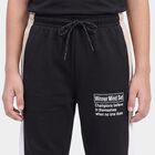Boys Black Graphic Printed Jogger Pyjama, काला, small