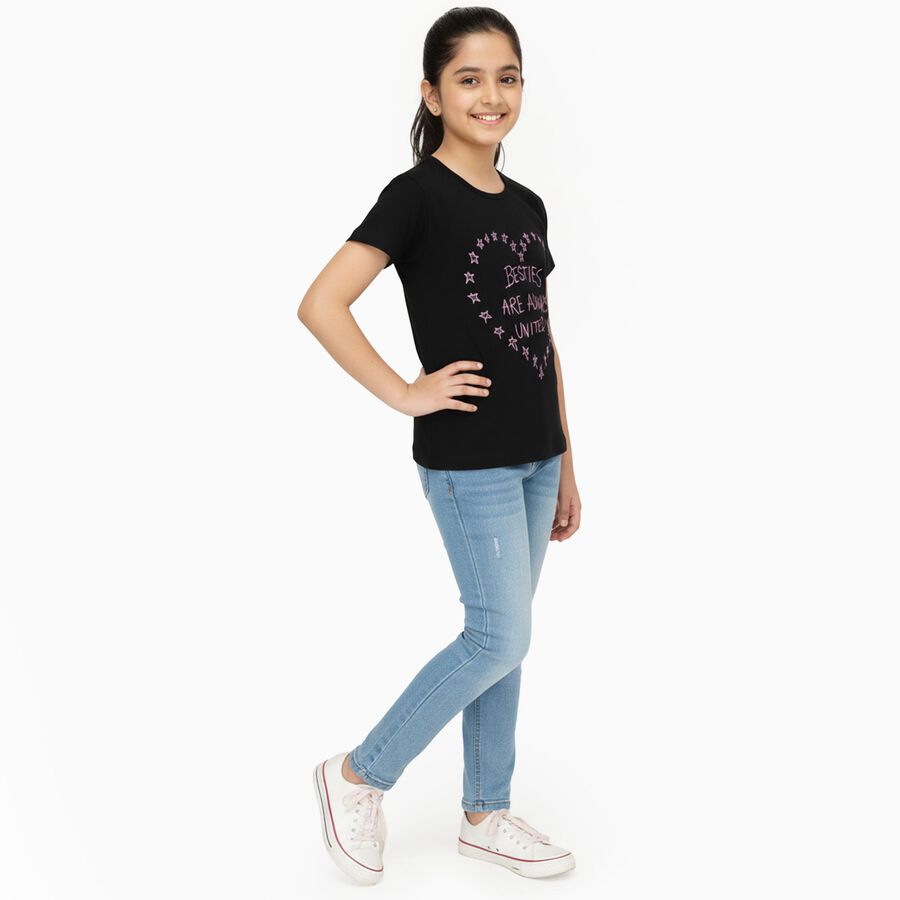 Girls' T-Shirt, काला, large image number null