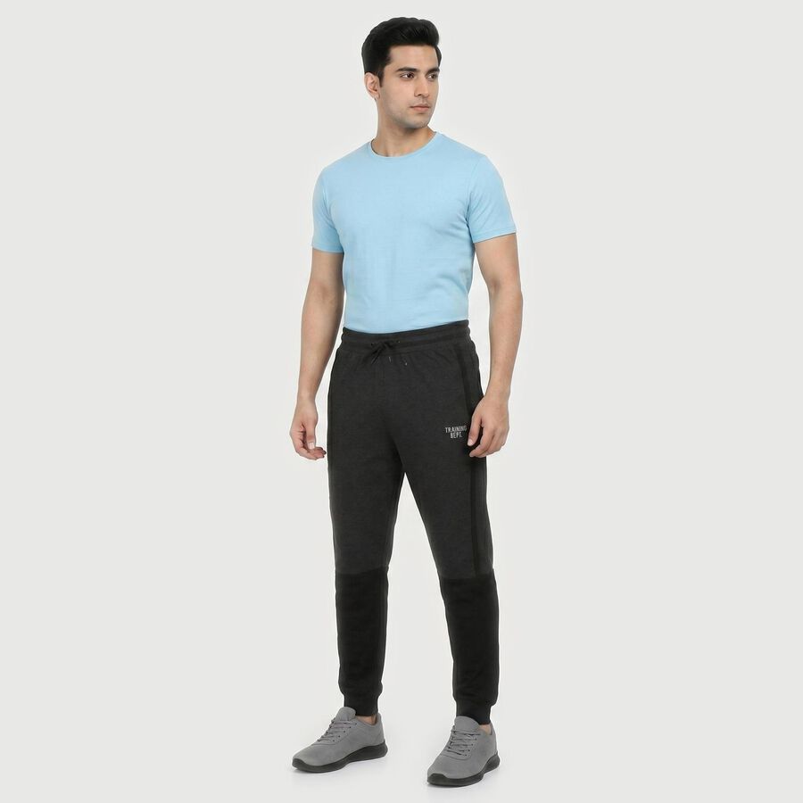 Men's Charcoal Jogger Fit Side-Piped Track Pants, चारकोल, large