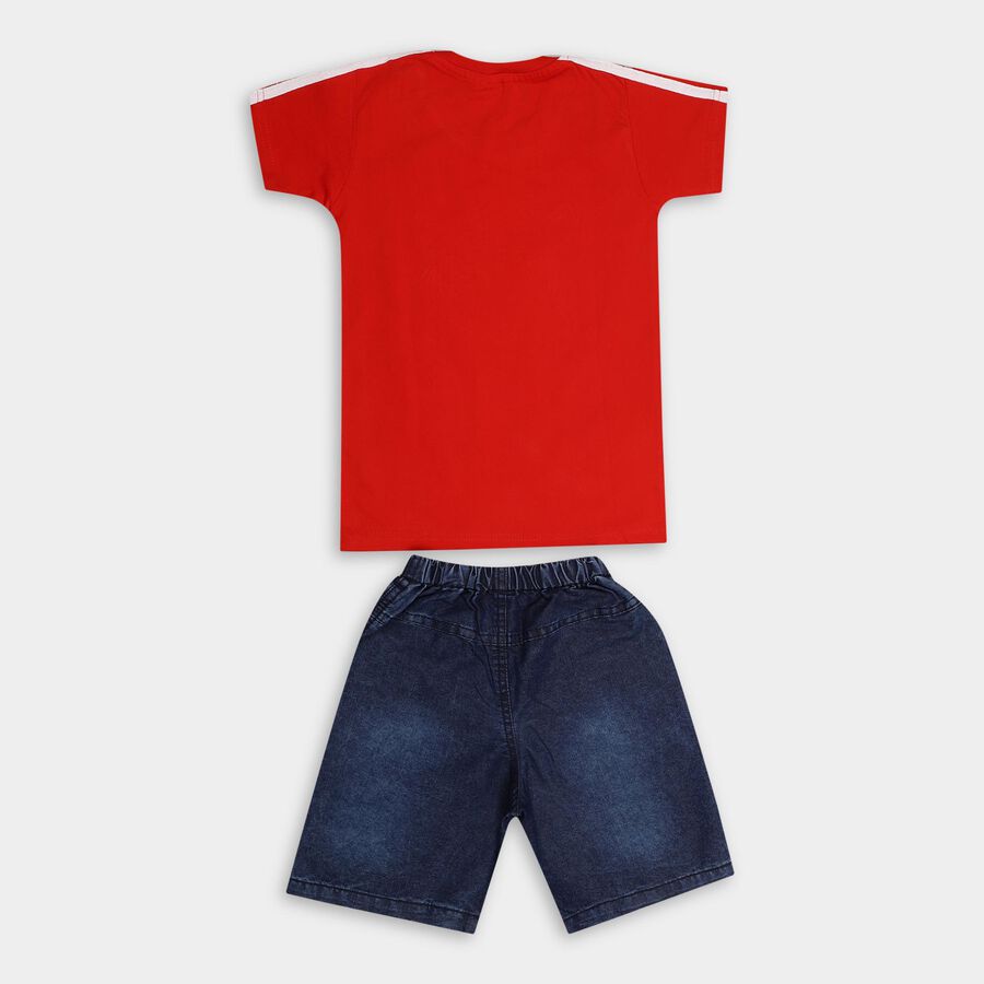 Boys' 100% Cotton Woven Baba Suit, Red, large image number null