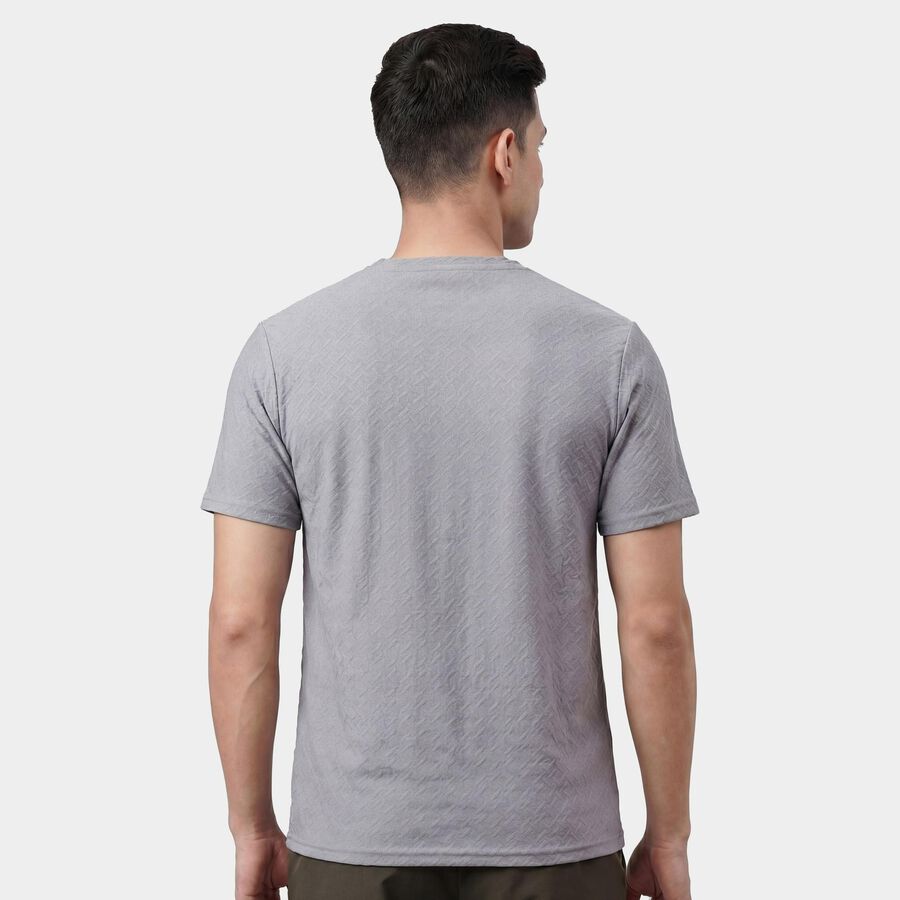 Men's Grey Crew Neck Athleisure T-Shirt, Dark Grey, large