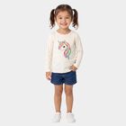 Girls Beige Round Neck Regular Top, Beige, small