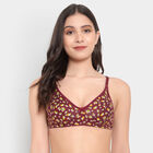 Printed Non-Padded Bra, Wine, small image number null