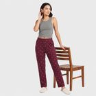 Women's Wine Straight Fit Heart Printed Pyjama, वाइन, small