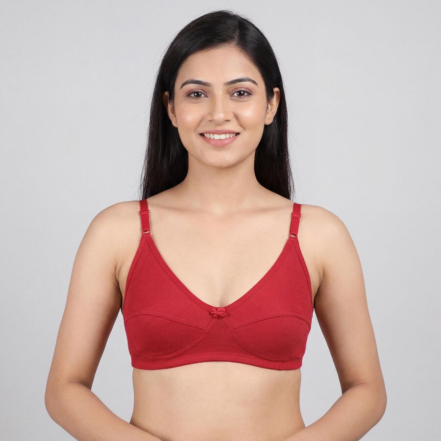 Women's Maroon Cotton Wire-Free Everyday Bra, Maroon, large