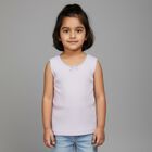 Girls' Soft Lavender Cotton Round Neck Sleeveless Vest, लाइलेक, small image number null