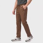 Men's Brown Slim Fit Drawstring Chino Trousers, Brown, small