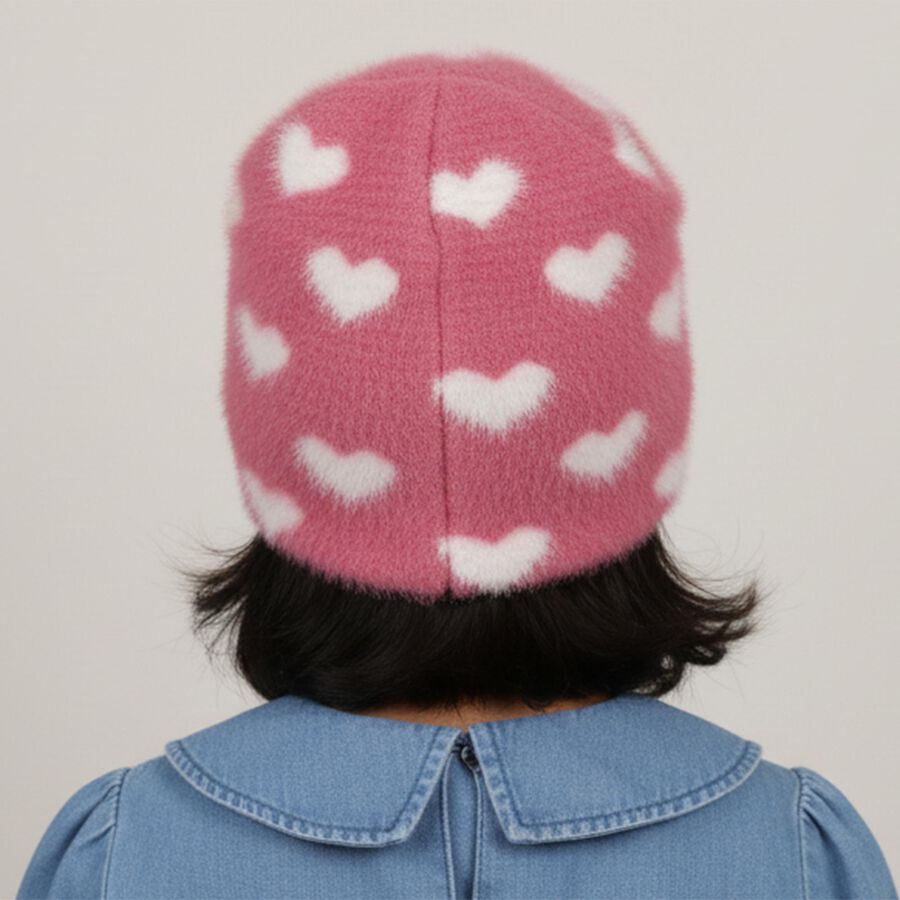 Girls Winter Cap, Pink, large image number null