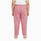 Girls' Muted Pink Heart Print Cotton Blend Pyjama, Pink, small image number null