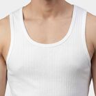 Men's White Cotton Round Neck Classic Vest, सफ़ेद, small