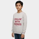 Boys Light Grey Crew Neck Graphic Sweatshirt, Ecru Melange, small image number null
