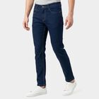 Men's Navy Blue Slim Fit Classic Jeans, गहरा नीला, small