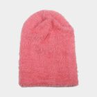 Girls' Pink Embroidered Bow Beanie Cap, गुलाबी, small