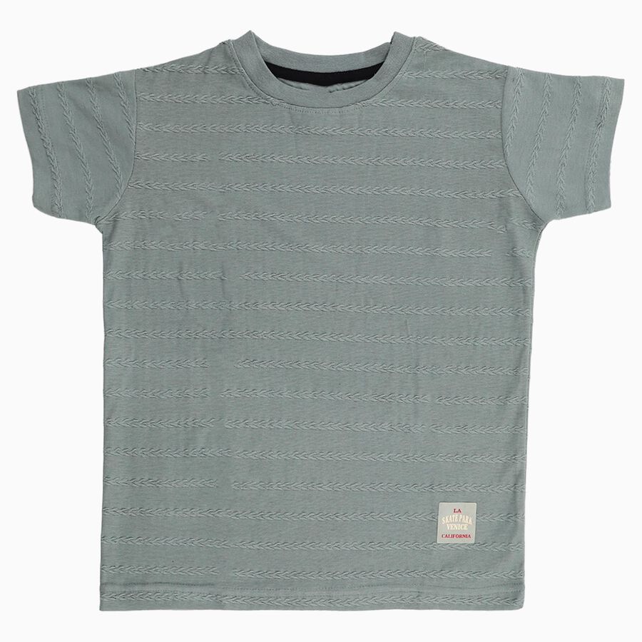 Boys Light Green Crew Neck Casual Half Sleeve T-Shirt, हल्का हरा, large